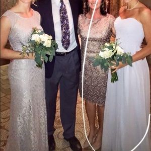 Donna Morgan floor length bridesmaid dress